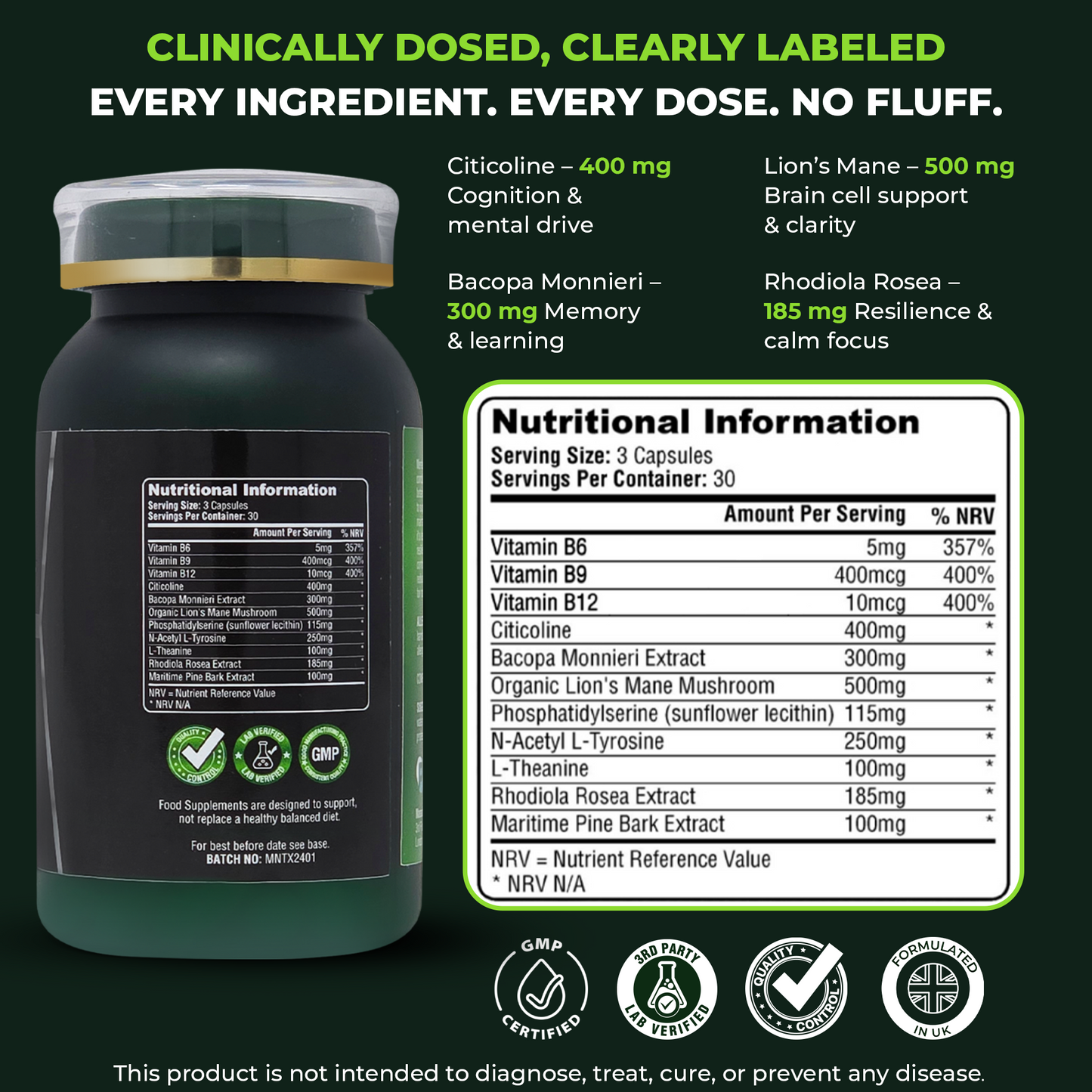 Mentex Support - Nootropic Brain Supplement