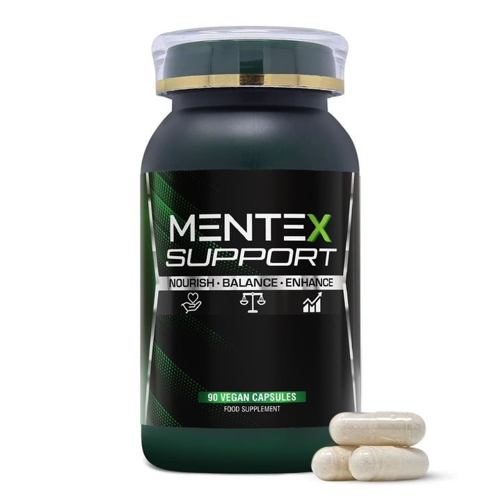 Mentex® Support Nootropics Brain Supplement | Lion's Mane, Citicoline, Rhodiola Rosea, Bacopa Monnieri, L-Theanine, L-Tyrosine & Phosphatidylserine | Research Backed Vegan Formula | 90 Capsules